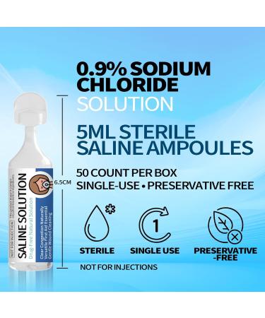 Hiins 0.9% Saline Solution for Nebulizer and Airway Moisturizing Sodium Chloride 0.9% for Nose & Eyes Gentle Nasal Cleanse for Adults and All Ages Sterile 5ml Vials 50 Count - Buy Online on GoSupps.com