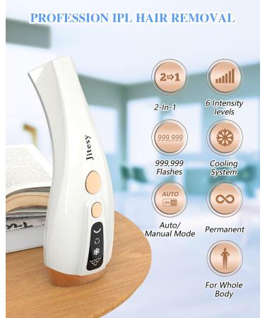 Jitesy IPL Hair Removal Device for Women and Men - Permanent & Painless 2-in-1 Hair Remover with Ice Cooling Technology - Unlimited Flashes, Home Use for Facial, Arms, Legs, Bikini - JT1 Gold - Buy Online on GoSupps.com