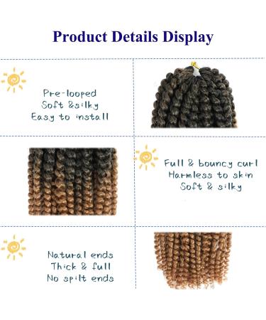 Marlybob Crochet Hair twist 14inch Kinky curly Crochet Hair Faux Locks For Women Short Curly Crochet Braids Hair Extension Jerry Curly Twist Hair Extensions Black to Strawberry Blonde 14inch/35cm 1BT27 - Buy Online on GoSupps.com