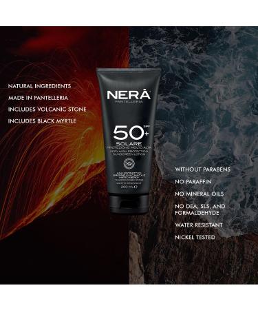 NERA Pantelleria Water Resistant SPF50+ Very High Protection Sunscreen Lotion 200ML - Nourishing Face Sun Cream with UVA/UVB Filters Prevents Dehydration & Skin Aging For Men and Women - Buy Online on GoSupps.com