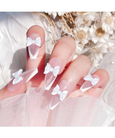 CGBE Butterfly Bow Pearl 3D Nail Charms for Nail Art Decoration - Black and White Bow-knot Design - Buy Online on GoSupps.com