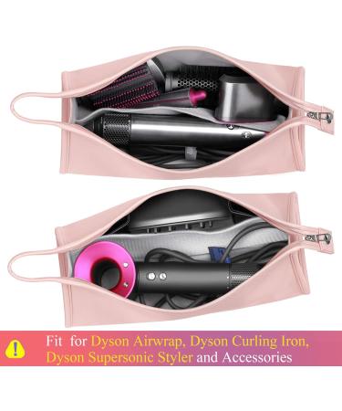 PU Leather Travel Case for Dyson Airwrap Styler - Waterproof Organizer Bag for Shark FlexStyle Attachments - Pink - Buy Online on GoSupps.com
