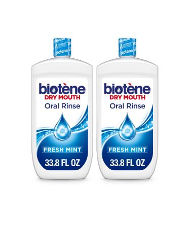Biotene Oral Rinse Mouthwash for Dry Mouth, Breath Freshener and Dry Mouth Treatment, Fresh Mint - 2x33.8 fl oz