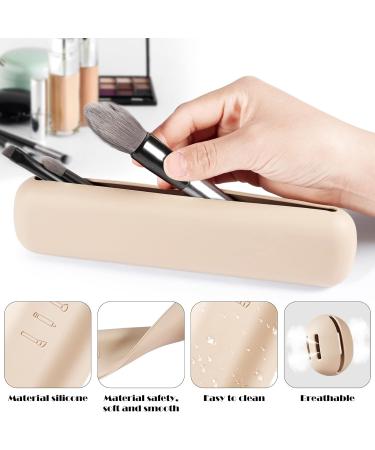 Qetlavee 2-Pack Portable Cosmetic Bag with Makeup Brush Holder & Sponge Organizer - Travel Storage Box for Makeup (Khaki) - Buy Online on GoSupps.com