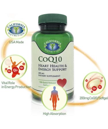 Buy CoQ10 200mg Softgels - High Absorption Coenzyme Q10 Supplements for Heart Health & Energy | 100 Count - 100 Days Supply - Buy Online on GoSupps.com