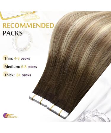 Moresoo Real Hair Extensions - Tape In Blonde & Dark Brown Ombre 50cm 25g | Invisible Hair Extensions - Buy Online on GoSupps.com