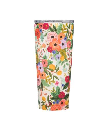 Corkcicle Tumbler Rifle Paper Co. Triple Insulated Stainless Steel Travel Mug, BPA Free, Keeps Beverages Cold for 9 Hours and Hot for 3 Hours, 16 oz, Garden Party Cream