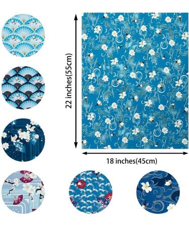 CEYOU Zyoug 8pcs 18 x 22 inches (45 x 55 cm) 100 Cotton Fabric  Precut Fat Quarter Fabric Bundles with Multi-Color and Different Pattern for Quilting Patchwork  DIY Craft(Blue Asian Pattern) A15 - Buy Online on GoSupps.com