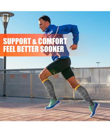 Medical Compression Socks for Men (Wide Calf) - 20-30mmHg 6 Pairs | Ideal for Varicose Veins Post-Surgery Swelling Nursing Pregnancy & Diabetics - Buy Online on GoSupps.com