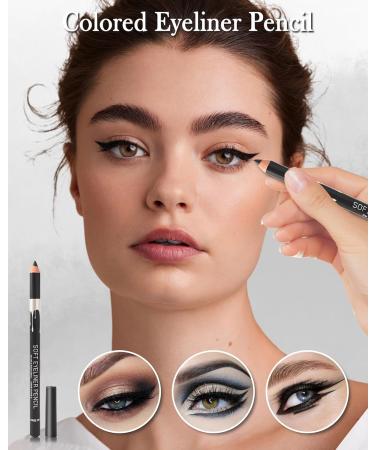  Lestpola 12 Pcs Matte Black Silky Soft Eyeliner Pencil with Sharpener Waterproof Long Lasting Multi-purpose Vegan Intense Eyeliner Intense Black for Women C - Buy Online on GoSupps.com