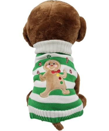 Hrttsy Christmas Dog Sweater | Winter Warmth for Small to Large Dogs | Stylish Green & White Striped Pullover Costume - Buy Online on GoSupps.com
