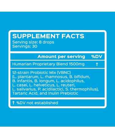 Organic Probonix Probiotics for Adults | Non-GMO Liquid Drops | 12 Live Strains incl. Lactobacillus Acidophilus | Helps Gas, IBS, Lactose Intolerance | Grape Flavor | 1 Month Supply - 0.5 Fl Oz - Buy Online on GoSupps.com