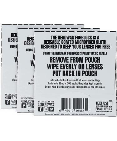 Nerdwax FogBlock Anti-Fog Lens Wipes - 3 Pack for Glasses, Prevents Fogging - Buy Online on GoSupps.com