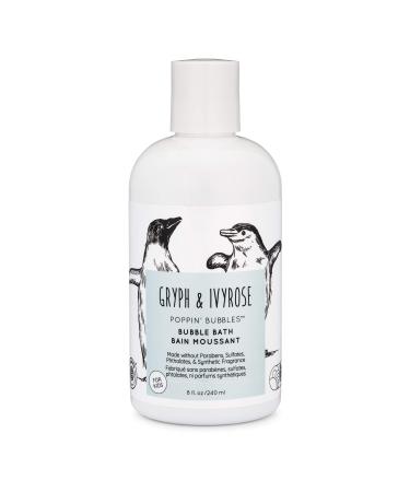 Gryph & IvyRose Poppin  Bubbles Bath Soap for Babies - Gentle Soft on Skin Herbal Bubble Bath for Kids - Vegan Fragrance Free Soap For Children - 8 fl oz