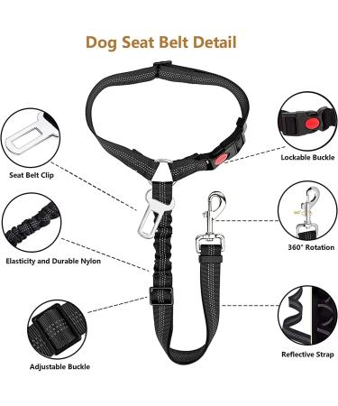 Corooci Dog Seat Belt 2-in-1 Headrest Restraint Dog Car Seatbelt Pet Car Safety Seat Belt Clip Buckle Tether for Large Medium Small Dogs with Dog Bowl BLACK Black 1PACK - Buy Online on GoSupps.com