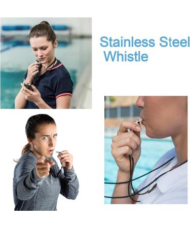 Stainless Steel Whistle Set - 2 Loud Clear Referee Whistles with Lanyard for Sports Dog Training & Education - Buy Online on GoSupps.com