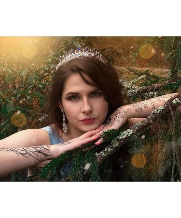 SWEETV Cubic Zirconia Princess Tiara Headband in Royal Blue for Bride & Flower Girls - Bridal Crown Hair Accessories - Buy Online on GoSupps.com