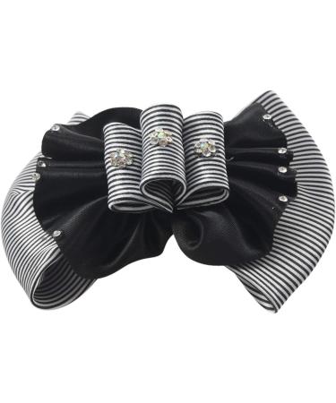 Lodokdre Faux Rhinestone Decor Ruched Bow Hair Snood Net Bun Cover White Black - Buy Online on GoSupps.com