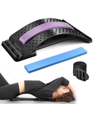 Back Stretcher,Back Cracker,Lower Back Stretchers for Pain Relief, Lumbar Spine Deck Board Multi-Level Back Stretching Device Black