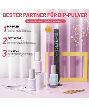 AOKITEC 23-Piece Dipping Powder Nails Set - White Pink Red & Glitter | DIY French Nail Art Accessories with DIP Liquid Base & Top Gels | 02-ROSA Glitter Color - Buy Online on GoSupps.com