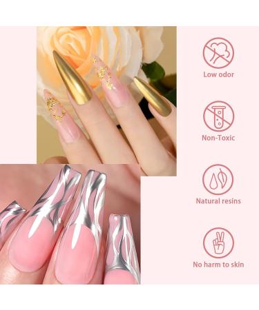 Metal Nail Polish - Mirror Nail Varnish Set - Silver Nail Polish and Gold Nail Varnish - Quick Drying Metallic Effect Nail Art Polish - Metallic Effect Nail Art Polish Non-Peelable - No UV Needed silver and gold - Buy Online on GoSupps.com