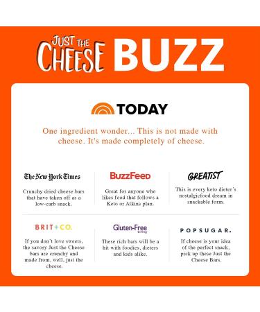 Just the Cheese Bars - Low Carb Keto Snack, High Protein & Gluten Free Aged Cheddar (10 Pack) - Buy Online on GoSupps.com