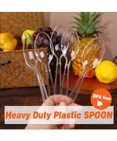 360 Clear Plastic Spoons - Heavyweight Disposable Cutlery - 6.7inch Heavy Duty Utensils for Parties and Restaurants - Buy Online on GoSupps.com