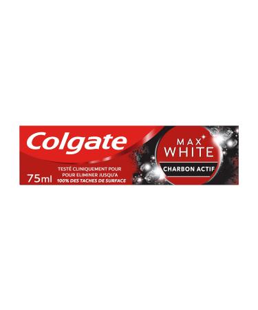 COLGATE - Max White Activated Charcoal Toothpaste - For Whiter Teeth - Gentle Mineral Scrub - Removes Plaque and up to 100% of Surface Stains - 75 ml