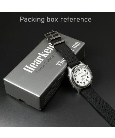 Shop Hearkent Atomic British English Speaking Watch for Blind & Visually Impaired | Stylish Silver & Black Design for Men & Women - Buy Online on GoSupps.com