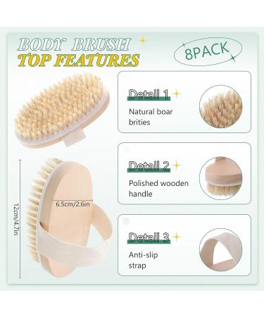 12 Piece Soft Natural Bristle Dry Body Brush Set for Exfoliating and Circulation Boost | Shower Scrubbing Brush for Massage | 4.7 x 2.6 Inches - Buy Online on GoSupps.com