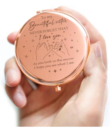 Sister Gifts Compact Mirror - Birthday/Mothers Day/Valentine Gift for Big/Little Sister - Rose Gold - Buy Online on GoSupps.com