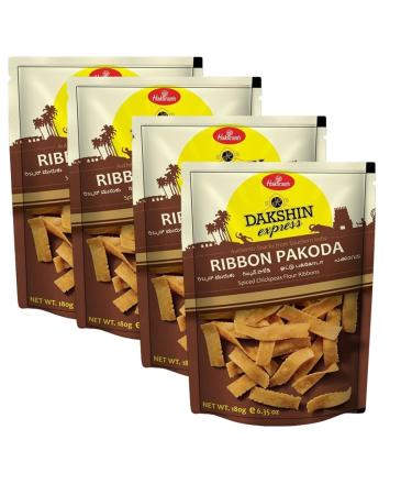 Haldiram s Savory Snacks Easy to Carry Anywhere Crispy Crunchy & Spicy Delicious Indian Namkeen Snacks Made With Authentic Taste Enjoy At Tea Time (Daksin Express Ribbon Pakoda Pack of 4)