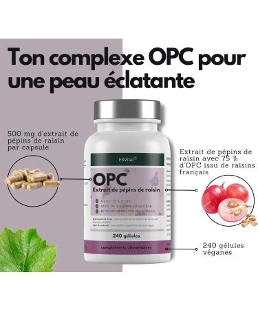 EXVital OPC Extrait de p pins de raisin 240 g lules hautement dos avec 500 mg par g lule issu de raisins fran ais test en laboratoire et vegan - Buy Online on GoSupps.com