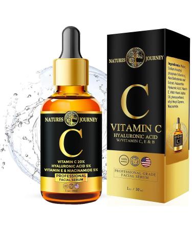 Natures Journey Vitamin C Serum with Hyaluronic Acid - Dark Spot Corrector & Anti-Aging Formula (1 oz) - Buy Online on GoSupps.com