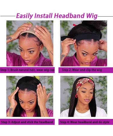 12 Tgezer Bob Headband Wig for Women - Synthetic Black Shoulder Length Bob - Glueless & Lace Front - Daily Use - 150 Density - 12 Inch Straight-1B - Buy Online on GoSupps.com