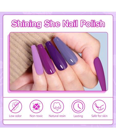 Shining She UV Nail Polish Set - 10 Colors Glitter Gel Violet Purple & Lavender Pastel - Soak-Off 8ml Perfect for Beginners & DIY Art Salon - Buy Online on GoSupps.com