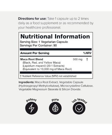 10,000mg Maca Root Capsules - Ultra High Strength 20x Concentrated Extract for Men & Women - Peruvian Maca Powder Gelatinized Black, Red, Yellow Complex - Wildcrafted Maca Root - Buy Online on GoSupps.com