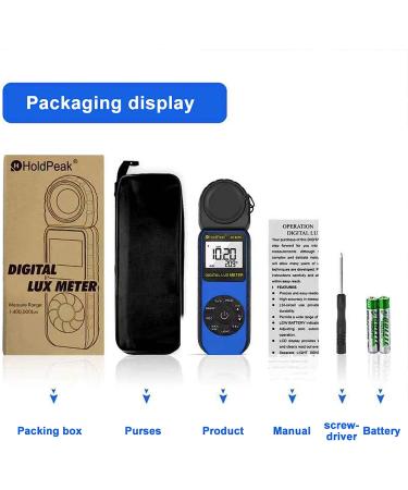 HOLDPEAK HP-881D Digital Photographic Light Meter 1-400,000 Lux/1-40,000 FC - LCD Display, 270 Rotatable Detector for Photography, Plants, and LCD Lights - Lumen Meter - Blue - Buy Online on GoSupps.com
