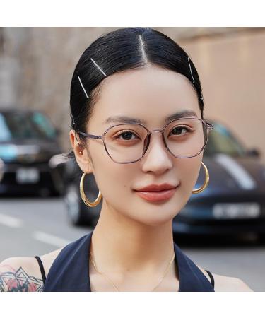 SERONI Titanium Temple Polygon Tr90 Blue Light Blocking Glasses for Men & Women | Anti UV Ray Computer & Reading Glasses - Gray 52mm - Buy Online on GoSupps.com