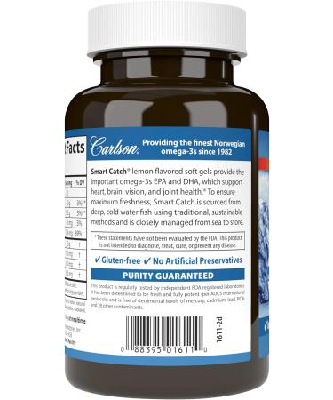 Carlson - Teen's Smart Catch 700 mg Omega-3s Cognitive Development Brain Function & Vision Support Lemon 90 Softgels 1 Count (Pack of 90) - Buy Online on GoSupps.com
