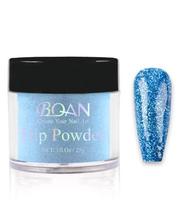 BQAN Dip Powder Blue Color 1 Oz/28g, Pro Glitter Dip Powder & Acrylic Nail Powder for Nail Art Starter Manicure Salon DIY at Home, Odor-Free, Long-Lasting