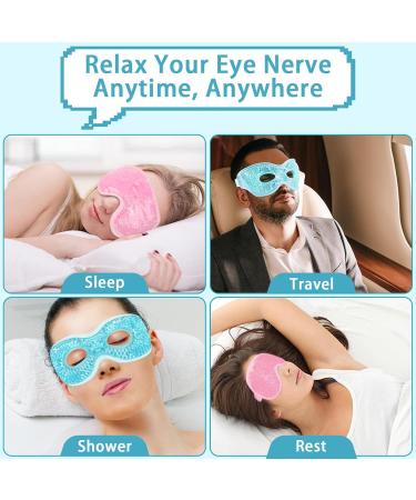Piwosgol 2-Piece Cooling Eye Mask Set | Reusable Gel Therapy for Migraines Swollen Eyes & Dryness - Blue & Pink - Buy Online on GoSupps.com