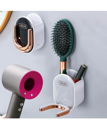 Wall Mount Hair Dryer Holder Foldable U Shaped Hook with Storage Box Rack for Home Bathroom Shower Bathing for Com Hair Dryer Holder for Bathroom Wall Gray - Buy Online on GoSupps.com