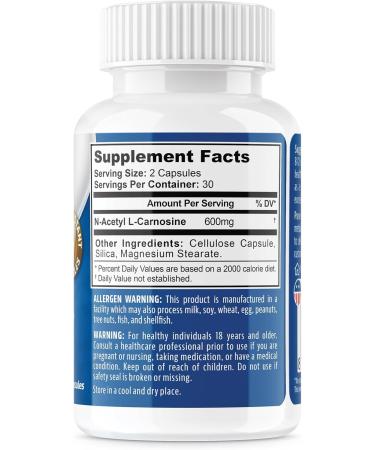 Buy NeuropAWAY N-Acetyl-L-Carnosine 600mg 60CT - Acid Resistant Third Party Tested CGMP Manufactured - Buy Online on GoSupps.com