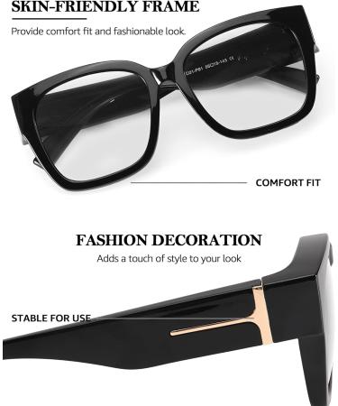 Buy Oversized Blue Light Blocking Glasses for Men & Women - Lightweight TR90 Frame - BL7511 A01 Black Clear - International Shipping - Buy Online on GoSupps.com