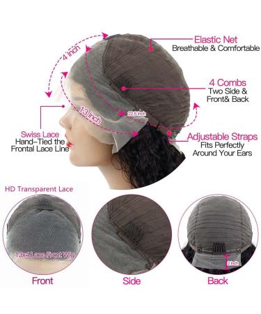 Water Wave 13x4 HD Transparent Lace Front Human Hair Wig 22 Inch Natural Black Color - Brazilian Virgin Hair, Pre Plucked with Baby Hair - 180% Density for Women - Buy Online on GoSupps.com