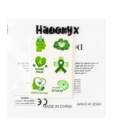 Haooryx Mental Health Awareness Temporary Tattoos - Green Ribbon Support Sticker for Adults & Teens | Waterproof Fake Tattoo for School Fundraiser & Events - Buy Online on GoSupps.com