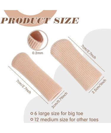 Gel Toe Caps (18 Pack) - Pain Relief for Corns, Blisters, Callus, Ingrown Toenails - Fabric Sleeve Protectors - Large & Medium Sizes - Buy Online on GoSupps.com