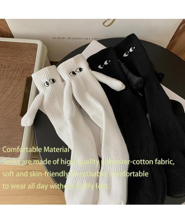 Innovative INHLUGLK Couple Holding Hands Socks - Magnetic Suction 3D Doll Design | Friendship Magnet Unisex Socks | White 3 Pair - Buy Online on GoSupps.com