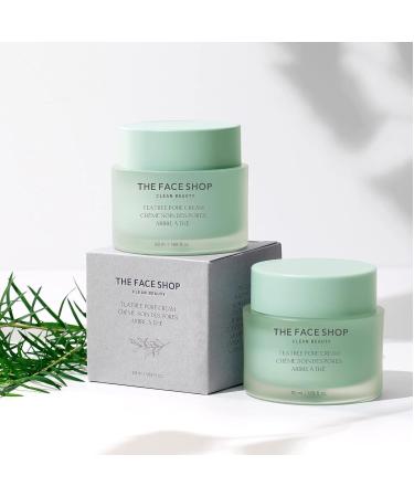 The Face Shop Tea Tree Pore Cream - Pore Minimizer & Hydrating Moisturizer | AHA BHA PHA | Soothing Korean Skin Care with Hyaluronic Acid & Cica - Buy Online on GoSupps.com